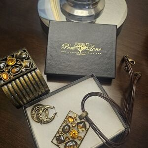 Park Lane Men's Brown Multi-Strand Cord Necklace with Amber and Gold Accents